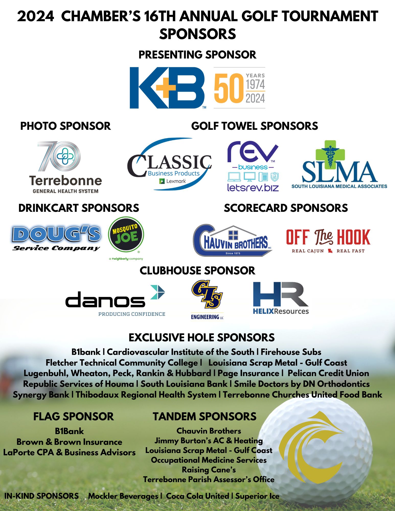 2024 Golf Tournament Sponsors – Houma – Terrebonne Chamber of Commerce